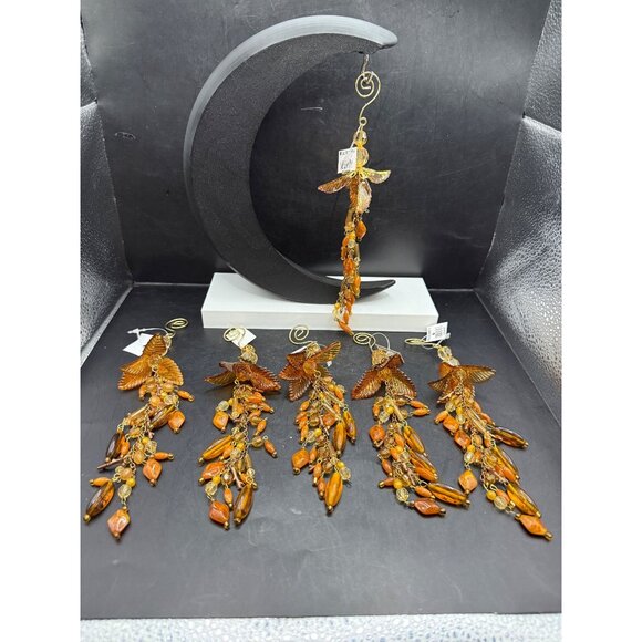 World Market Other - NWT 5X World Market Acrylic Beaded Dangle Amber Christmas Ornaments 7”